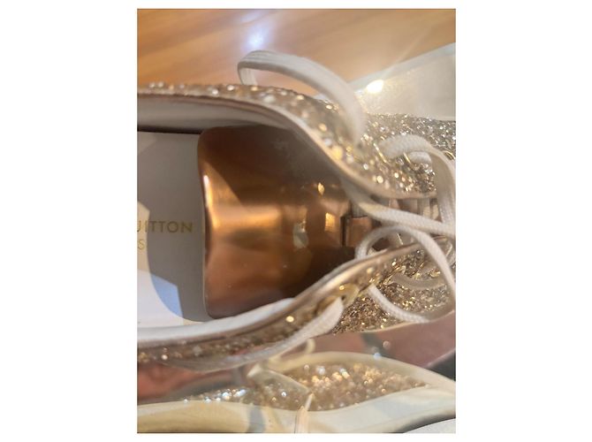 Sneakers Louis Vuitton FrontRow Oro con Paillettes Beige D'oro - vista 10
