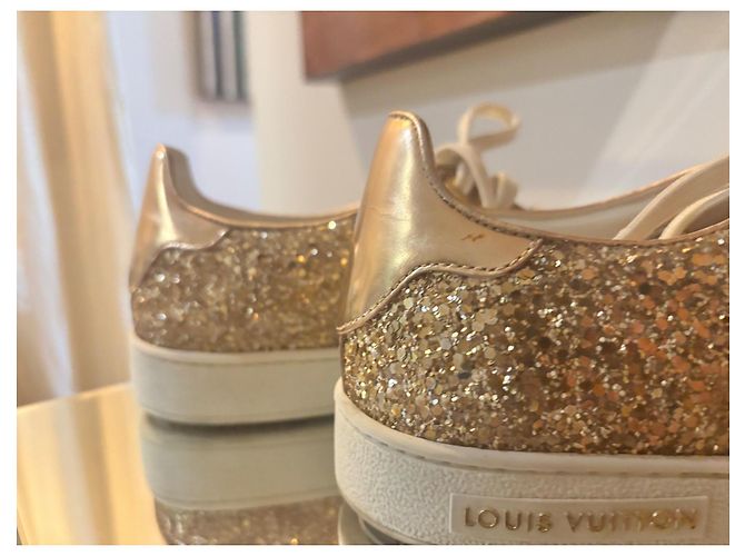 Sneakers Louis Vuitton FrontRow Oro con Paillettes Beige D'oro - vista 6