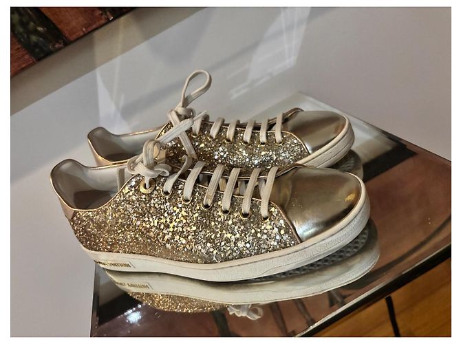 Sneakers Louis Vuitton FrontRow Oro con Paillettes Beige D'oro - vista 7