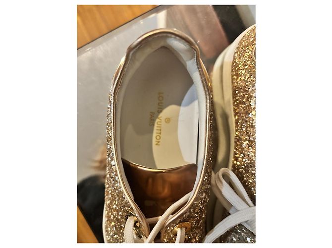 Sneakers Louis Vuitton FrontRow Oro con Paillettes Beige D'oro - vista 9
