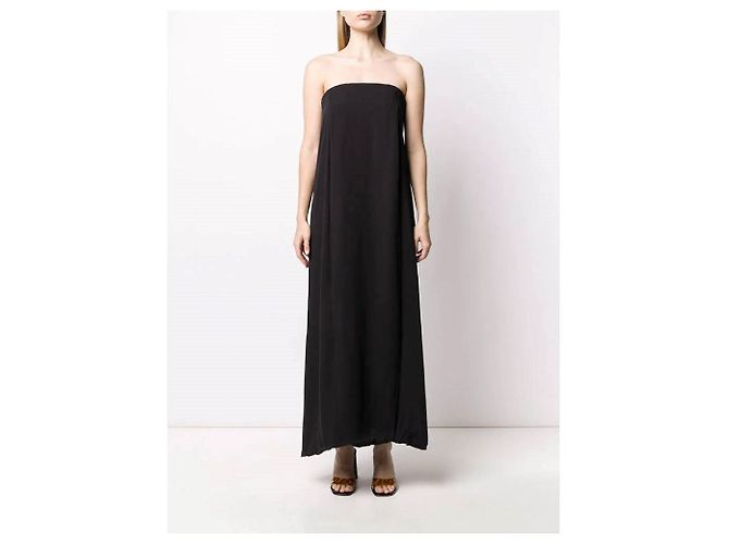Schwarzes Seidenlangkleid Gianfranco Ferré - Ansicht 3