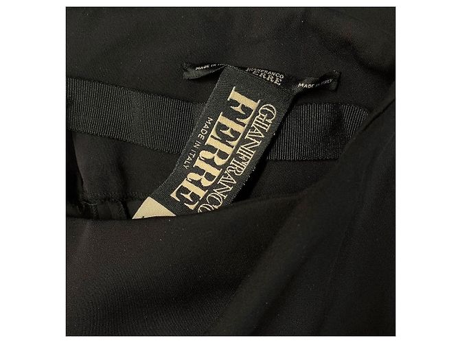 Schwarzes Seidenlangkleid Gianfranco Ferré - Ansicht 6