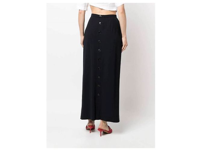 Falda larga azul oscuro Chanel Burdeos - vista 4