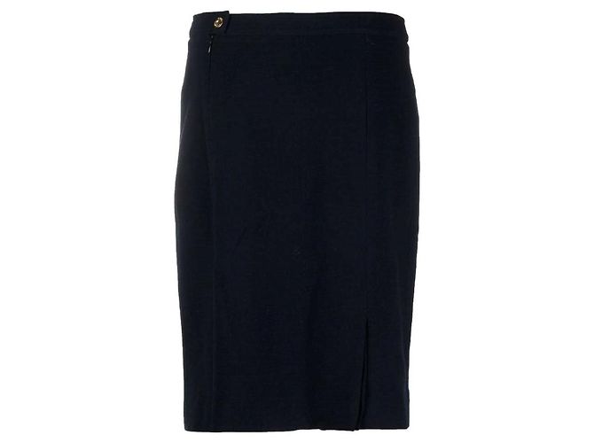 Falda midi de lana azul oscuro Chanel Burdeos - vista 2