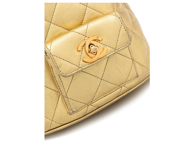 Chanel Gold Quilted Leder Rucksack Golden - Ansicht 4