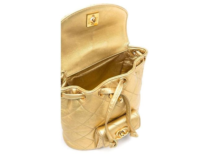Chanel Gold Quilted Leder Rucksack Golden - Ansicht 5