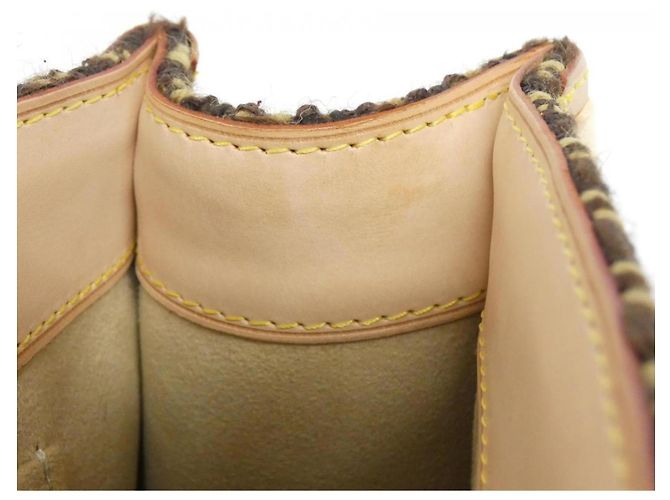 Borsa a mano con zip in tweed Monogram Louis Vuitton M92821 Marrone - vista 10