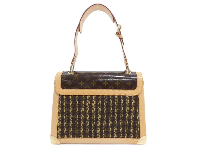 Borsa a mano con zip in tweed Monogram Louis Vuitton M92821 Marrone - vista 2