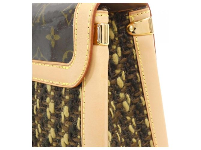 Borsa a mano con zip in tweed Monogram Louis Vuitton M92821 Marrone - vista 4