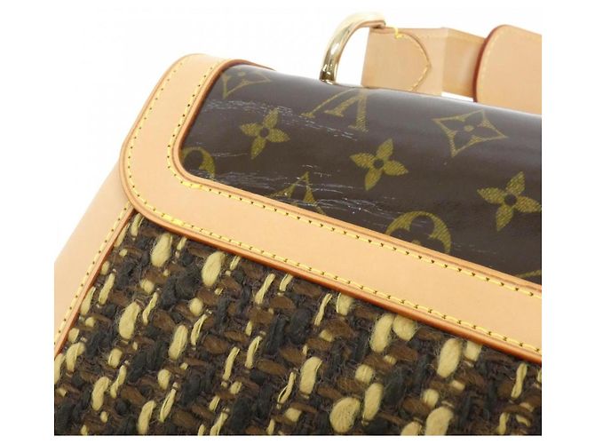 Borsa a mano con zip in tweed Monogram Louis Vuitton M92821 Marrone - vista 5