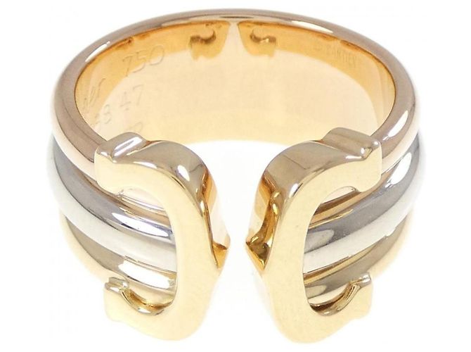 Anello Cartier 2C in oro tricolore 18K - vista 2