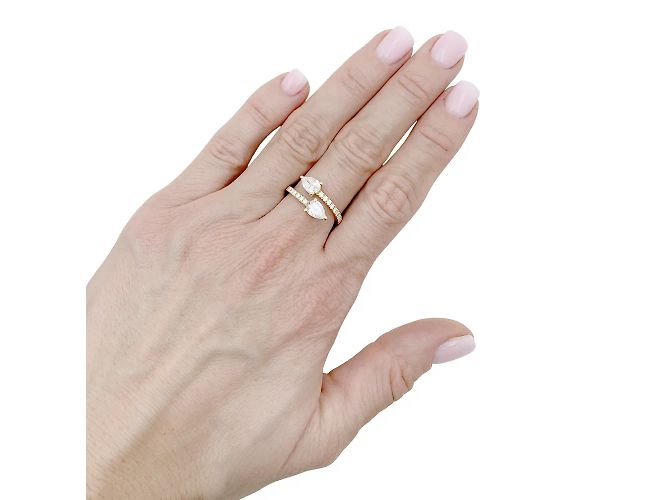 Autre Marque Anello incrociato, oro giallo, diamanti a forma di pera e brillanti. - vista 5