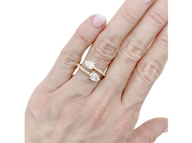 Autre Marque Anello incrociato, oro giallo, diamanti a forma di pera e brillanti. - vista 6