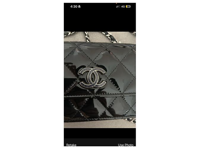 Portafoglio Chanel con catena in vernice nera e argento Nero - vista 7