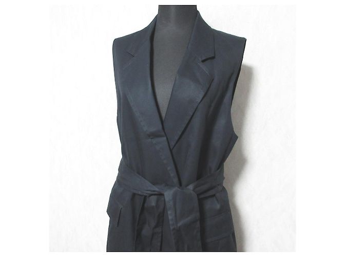 Autre Marque BEAUTY&YOUTH UNITED ARROWS Chaleco Largo de Algodón Negro - vista 4