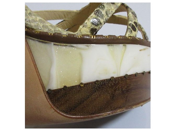 JIMMY CHOO Python High Heel Sandalen Braun Beige - Ansicht 15