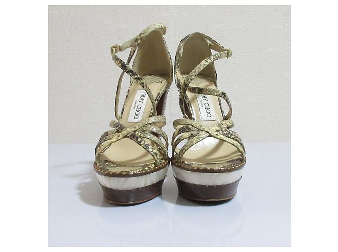 JIMMY CHOO Python High Heel Sandalen Braun Beige - Ansicht 2