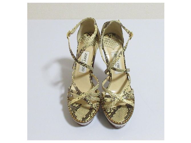 JIMMY CHOO Python High Heel Sandalen Braun Beige - Ansicht 3