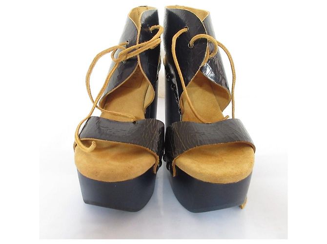 Jil Sander Navy Schnürsandalen aus Rissleder - Ansicht 4