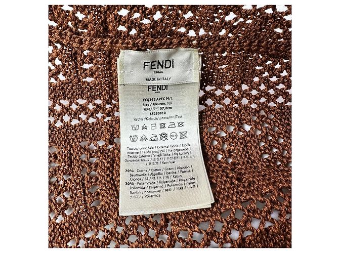 Chapéu bucket de algodão crochê FF da Fendi - vista 4