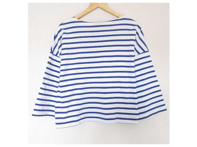 Autre Marque T-shirt a Manica Lunga a Righe Basche Le Minor Bianco Blu - vista 2