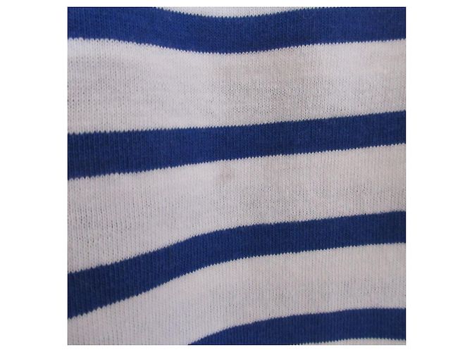 Autre Marque T-shirt a Manica Lunga a Righe Basche Le Minor Bianco Blu - vista 4