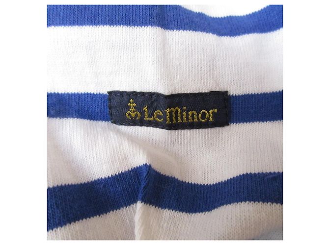 Autre Marque T-shirt a Manica Lunga a Righe Basche Le Minor Bianco Blu - vista 9