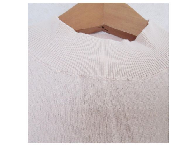 Autre Marque Und Couture Ärmel Tüll Chiffon Hoher Kragen Pullover Bluse Beige - Ansicht 4