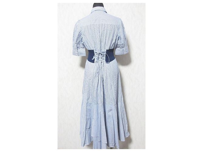 Autre Marque Couture Streifen Kleid Blau - Ansicht 2