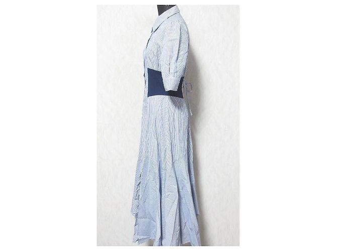 Autre Marque Couture Streifen Kleid Blau - Ansicht 3