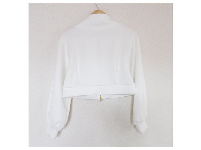 Autre Marque E Couture Cardigan Ricamato con Zip Pullover Giacca Bianco Bianco sporco - vista 2