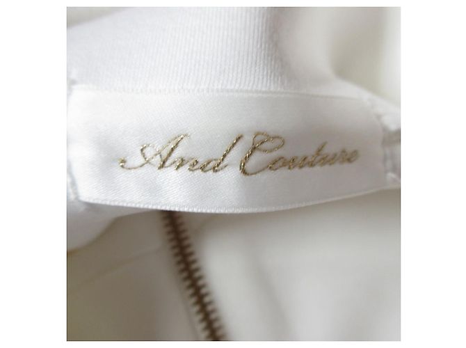 Autre Marque E Couture Cardigan Ricamato con Zip Pullover Giacca Bianco Bianco sporco - vista 5