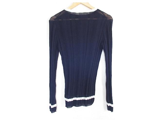 Autre Marque Rippstrickpullover Einfachheit Blau Marineblau - Ansicht 2