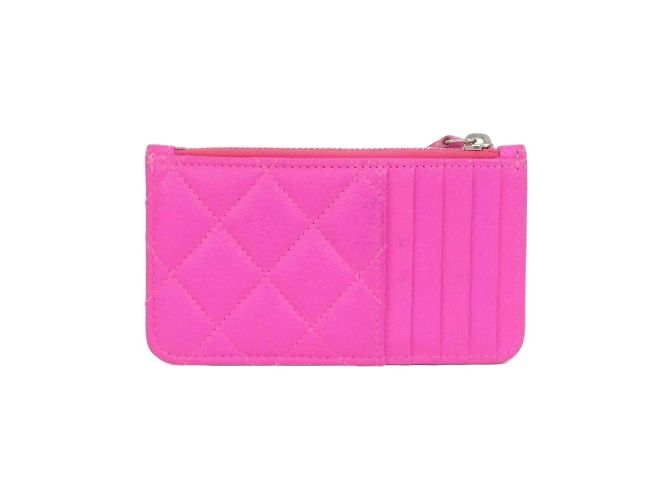 Tarjetero de cuero rosa Chanel - vista 2