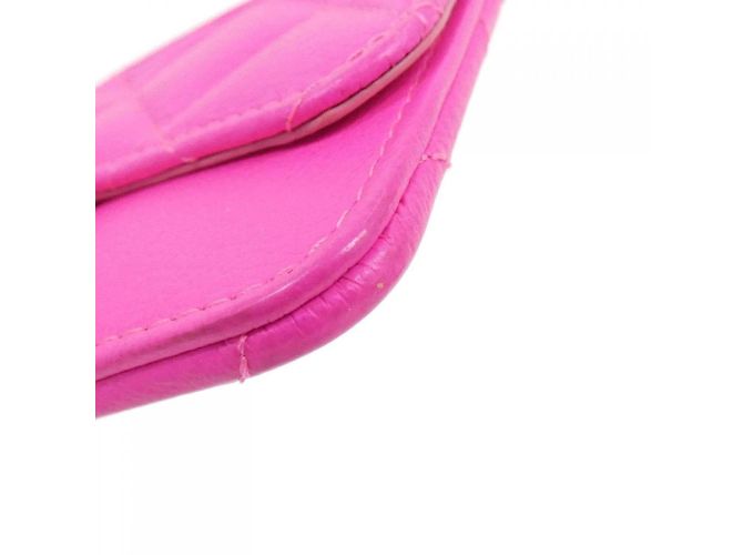 Tarjetero de cuero rosa Chanel - vista 3