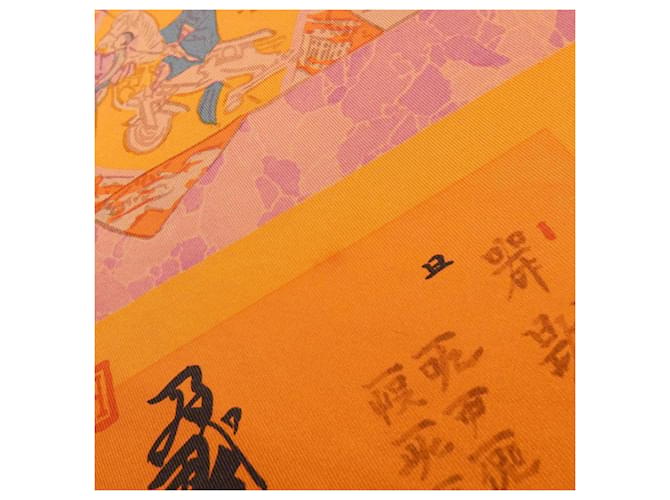 Silk In Hermès LES ARTISAN D'HERMES Sciarpa Quadrata Arancione - vista 5