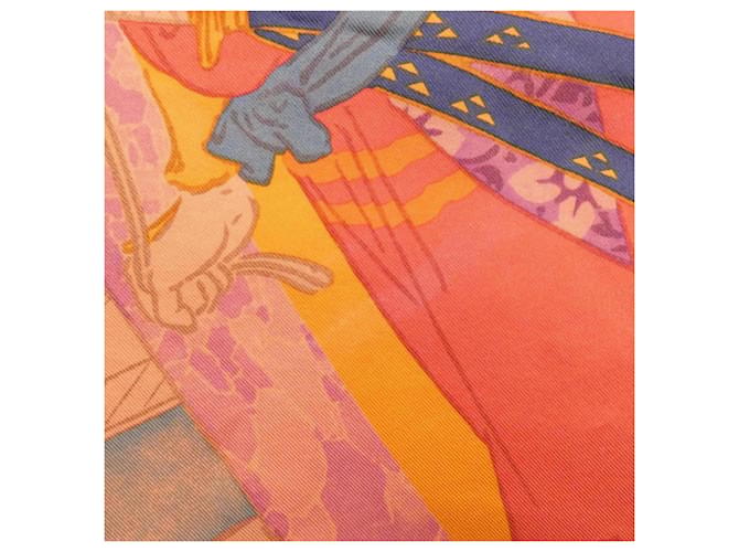 Silk In Hermès LES ARTISAN D'HERMES Sciarpa Quadrata Arancione - vista 6