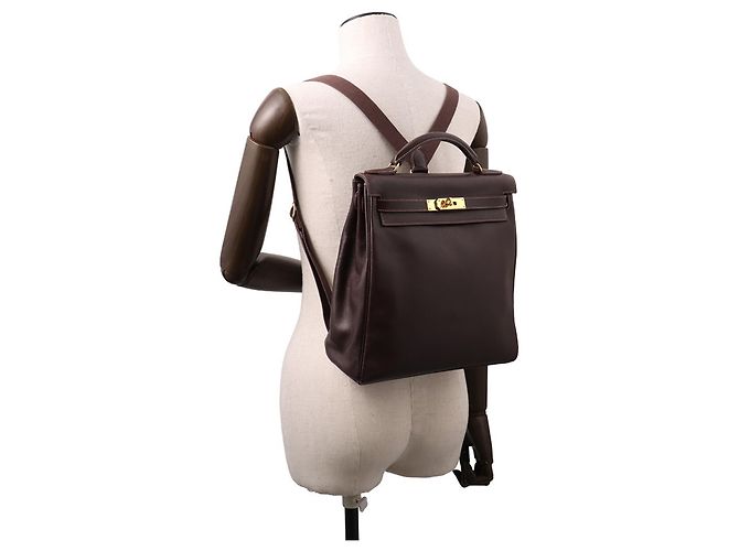 Zaino Hermès Kelly Ad GM Marrone - vista 4