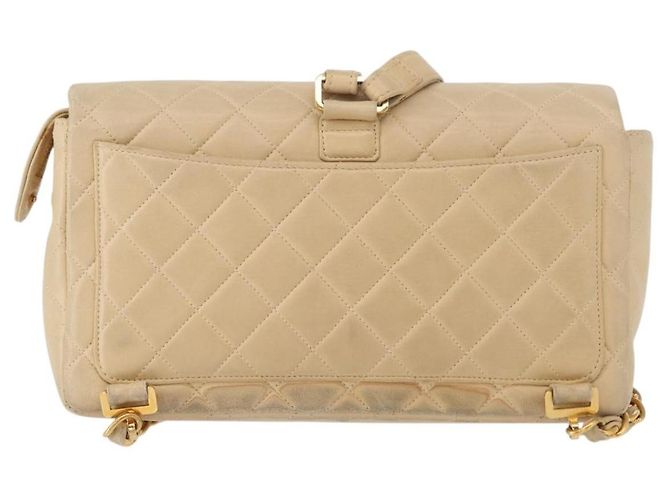 Chanel Vintage Classic Flap Backpack Quilted Lambskin Medium Beige - view 2