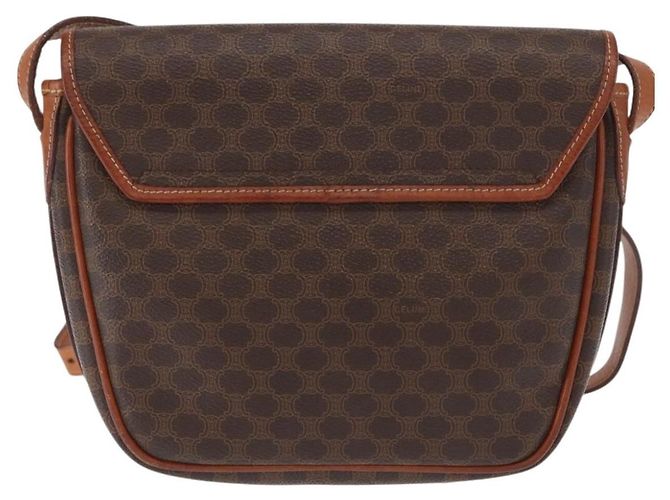 Céline Celine Vintage Macadam Shoulder Bag Canvas and Leather Brown - view 2