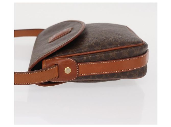 Céline Celine Vintage Macadam Shoulder Bag Canvas and Leather Brown - view 4