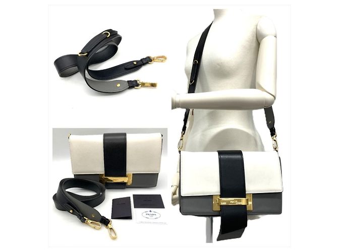 Multicolor Schultertasche PRADA Braun Weiß Mehrfarben - Ansicht 11