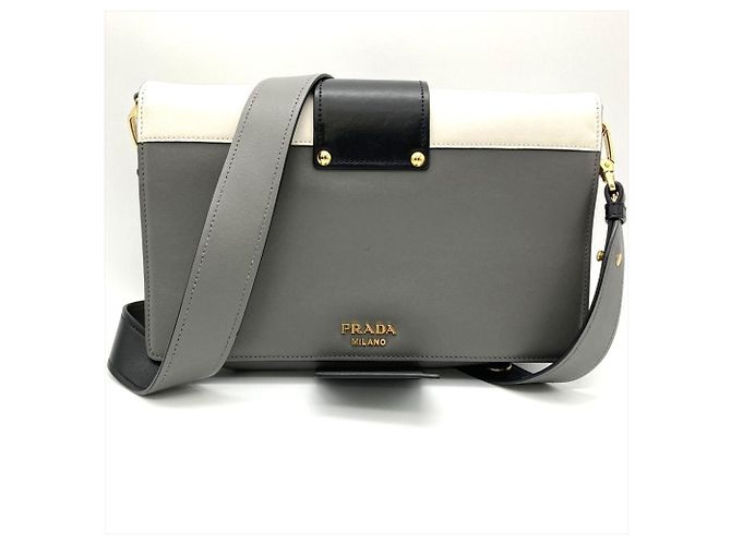 Multicolor Schultertasche PRADA Braun Weiß Mehrfarben - Ansicht 3