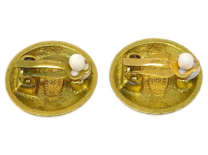 Chanel Vintage CC Round Clip-On Metal Small D'oro - vista 2