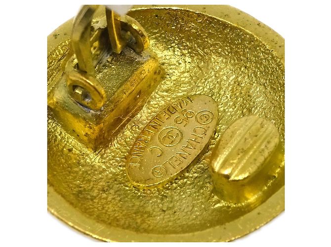 Chanel Vintage CC Round Clip-On Metal Small D'oro - vista 4