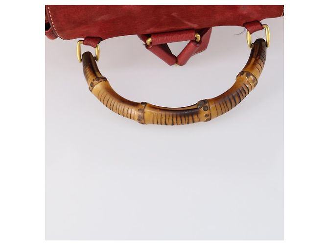 Gucci Vintage Bamboo Backpack Suede Medium Red - view 7