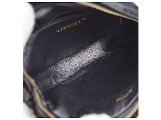Mini catena rotonda in suede nero CC di Chanel - vista 3