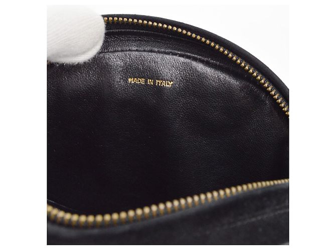 Mini catena rotonda in suede nero CC di Chanel - vista 4