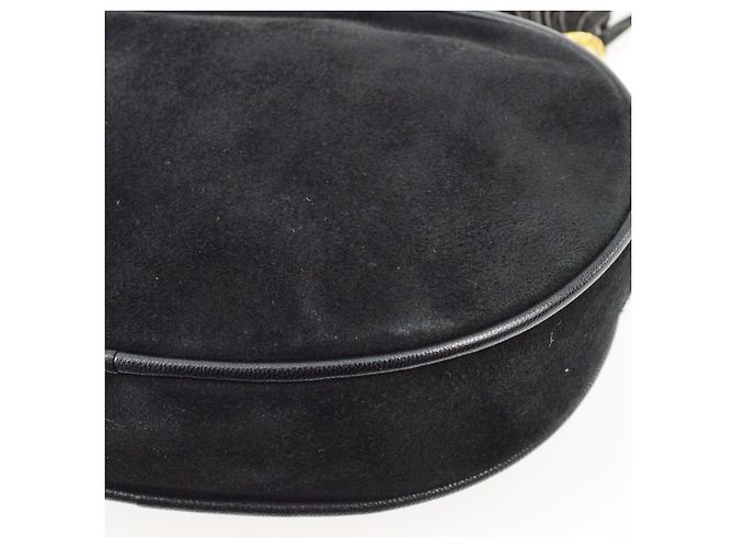 Mini catena rotonda in suede nero CC di Chanel - vista 6