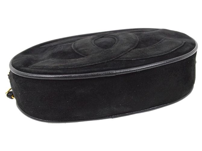 Mini catena rotonda in suede nero CC di Chanel - vista 7